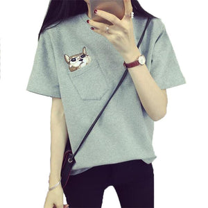 CUTE CAT POCKET SHIRT